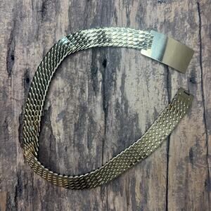 Vintage Gold Tone Metal Mesh Stretch Belt Wide Woven Design